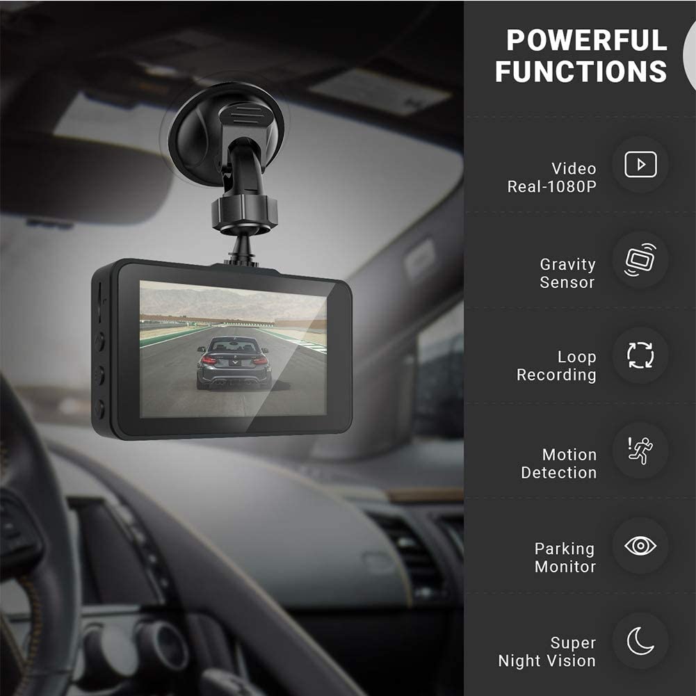 170 Degree Wide Angle Car Camera with G-Sensor,WDR,Loop Recording,Parking Monitor,Motion Detection,32GB SD Card including Trochilus Dual Dash Cam 4 1080P Front and Rear Dash Cams 